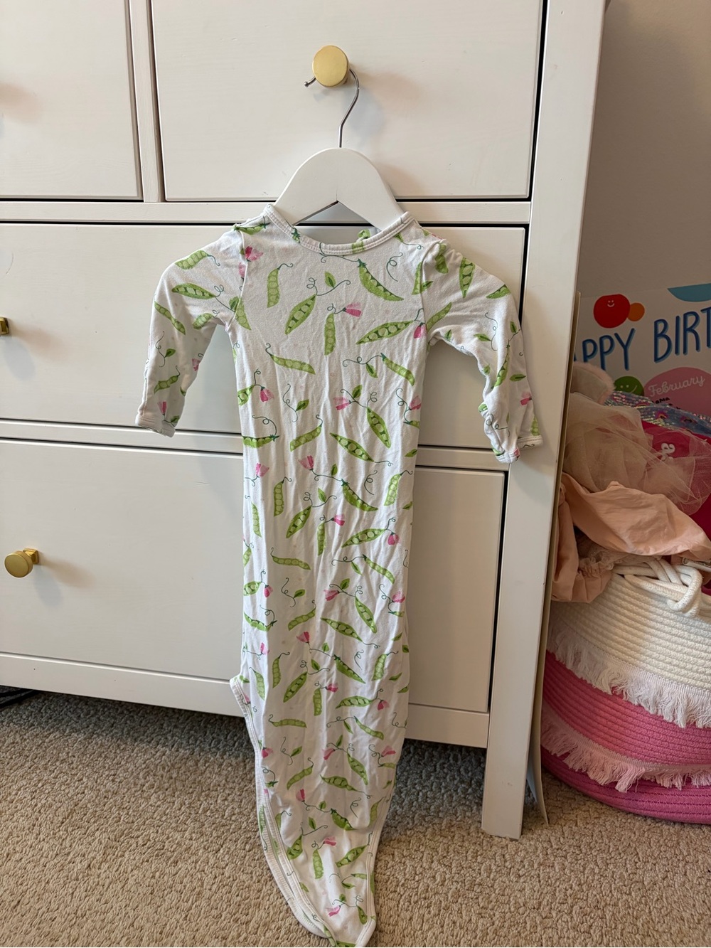 Angel Dear Sweet Pea Bamboo Gown Newborn 0-3 Months